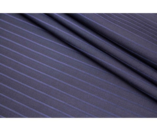Ткань костюмно-плательная Италия (шерсть 100%, черный с синим, полоски, шир. 1,50 м)