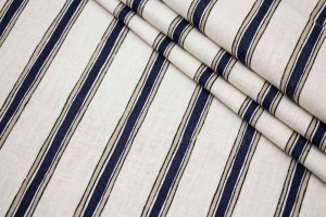 Ткань лен Италия (лен 100%, светло-кремовый, полоски, шир. 1,40 м)