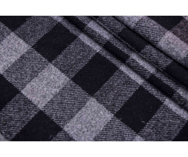 Ткань пальтовая Италия (шерсть 100%, черно-серый, клетка, шир. 1,50 м)